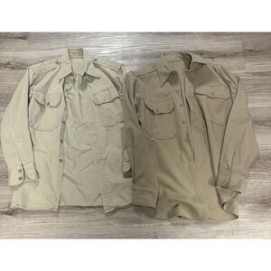 U.S. KOREAN‎ WAR ERA KHAKI LONG SLEEVE DRESS SHIRTS  SIZE 16.5x32  DATE UNKNOWN